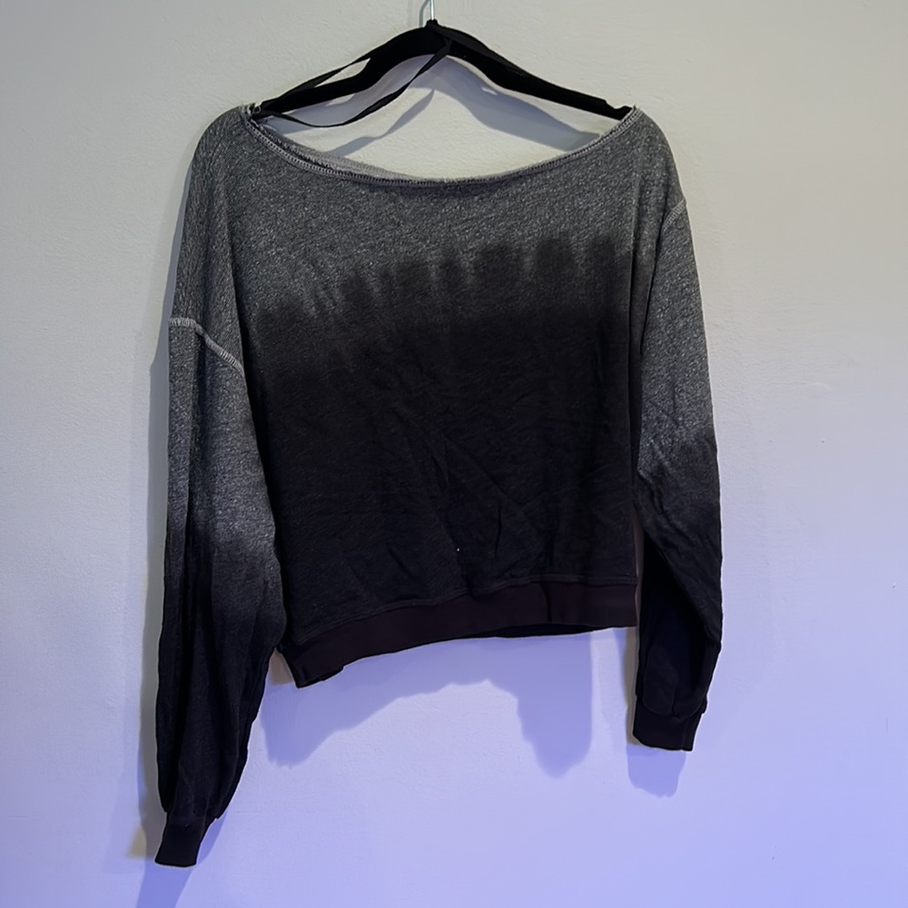 Electric & Rose NWOT Asymmetric long sleeve black grey tie dye ombré top XS